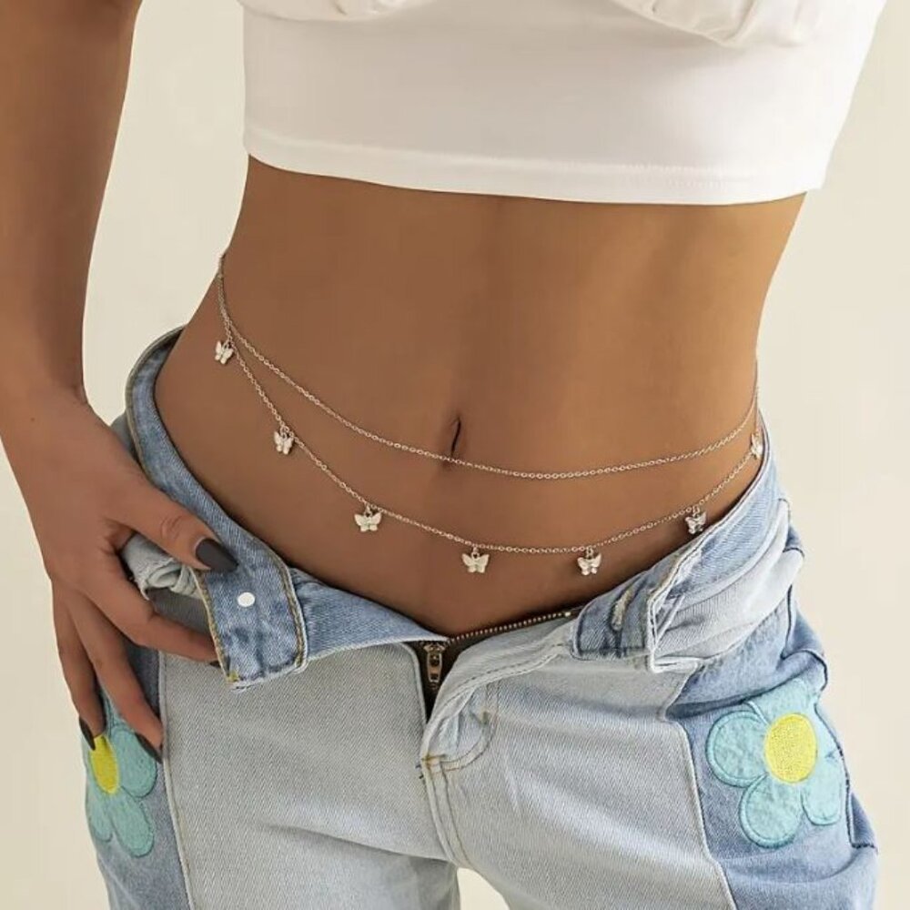 NEW Talisa Silver Butterfly Belly Chain